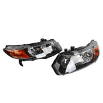 ZUN 2pcs Front Left Right Headlights for Honda Civic 2006-2011 2dr Coupe Models Only Black 91407748