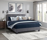 1pc Full Platform Bed Dark Gray Velvet Upholstered Adjustable Height Headboard Button Tufted Solid B011P203578