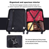3 Piece Luggage Sets PCABS Lightweight Suitcase with Two Hooks, Spinner Wheels, Light W284125249