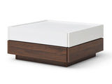 Rotating Coffee with 2 Drawers, High wood 2-Tier Center with Storage, Square Coffee W1117P235473
