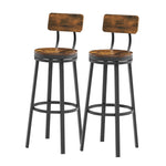 ZUN Swivel bar stool set of 2 with backrest, industrial style, metal frame, 29.5'' high.Rustic Brown, W116267380