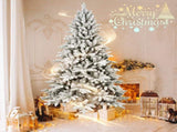 6ft Flocked Christmas Tree with 1100 Tips, Realistic PEPVC Snowy Hinged Tree with Metal Stand, Full 69670078