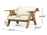 Outdoor Acacia Wood Club Chairs with Cushions , Teak Finish Beige, 30.75" W x 30.25" D x 70856.00BGE
