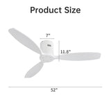 ZUN 52 Inch Indoor Wooden Ceiling Fan With 3 Solid Wood Blades Remote Control Reversible DC Motor W934P146082