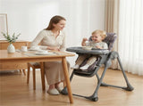 Gray Baby High Chair Adjustable Height/Backrest/Footrest Foldable with Wheels 34268788