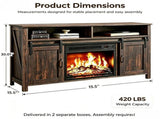 Rotten Wood Finish Fireplace TV Stand, 147.5*39*76cm, Embossed Particle Board with Melamine Foil, 46705287