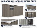4*9FT Olive Grey Outdoor Metal Storage Shed, Galvanized Thick Frame Color Steel Tool House with 80842455