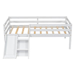 ZUN Twin Low Loft Bed with Slide, Ladder, Safety Guardrails, No Box Spring Needed,White W504P145269