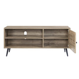 ZUN Rustic Oak and Black TV Stand with Open Shelving B062P185676