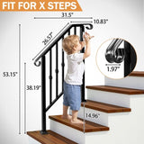 Matte Black Outdoor 2-Step Iron Handrail 50228565