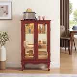 2 Doors Curio Cabinet with Tempered Glass Doors, Curio Cabinets with Mirrored Back Panel and W2275P177196