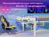 Full Size Metal Loft Bed with Built-in Desk & LED Light Strip, White Loft Bed Frame with Safety W1935P463341