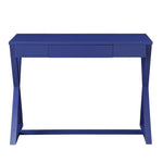 ZUN Twilight Blue 1-Drawer Writing Desk with X-shaped Base B062P185658