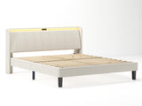 Queen Size Platform Bed Frame with Fabric Upholstered Headboard and Wooden Slats Support 67196705