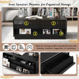 U-Can Modern Rectangle Coffee Table 4 Drawers and 2 Display Shelves, 47.2" Wood Coffee Table N724P286421B