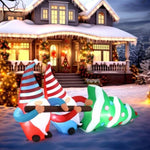 ZUN 7 FT Lighted Christmas Inflatable Decoration, Inflatable Gnomes Pulling Christmas Tree, Funny Blow 11844148