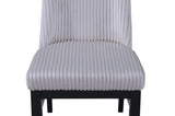 2pc Contemporary Upholstered Side Chair Light Gray Textured Fabric Upholstered High Back Cushioned B011P241348