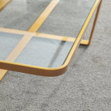 ZUN Minimalism rectangle coffee table,Golden metal frame with tempered glass tabletop W24738712