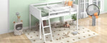 ZUN Twin Size Wood Low Loft Bed with Ladder, ladder can be placed on the left or right, White WF313084AAK