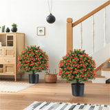2 PCS Red Artificial Rose Topiary Ball Tree 62400350