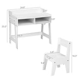 White Kids Study Desk and Chair Set with Storage, MDF, 60.5*41.5*50cm 80179517