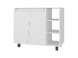 Hazen Microwave Stand with 1 Storage Cabinet, 5 Shelves and 2 Doors, White B097P474298