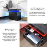 Nightstand LED Bedside Table Cabinet Lights Modern End Side with 2 Drawers for Bedroom W2178138725