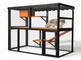 Wooden Catio Outdoor Cat Enclosure Large Cat House for Mulitiple Cats Walk ,Indoor 4 Tier Cat 31203530