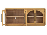 TREXM 4-Door Large Storage Sideboard Buffet Cabinet with Glass Doors, Arched Cabinet with Adjustable N715P290642E