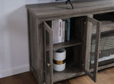 Ellington 70"W Gray Walnut Finish Fireplace TV Stand Console with Heater, LED Light, Cabinets, B061P352459