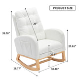 ZUN Accent Rocking Chair with Footrest High Back Rubber Wood Rocking Legs Bedroom Living Space 26.77D X W2231P143508