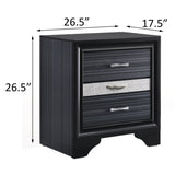Black 3-drawer Nightstand B062P181321