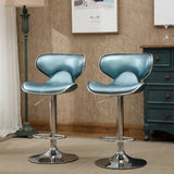 Masaccio Upholstery Airlift Adjustable Swivel Barstool with Chrome Base, Set of 2, Blue T2574P164833