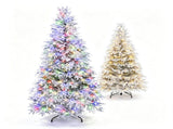 6FT Pre-Lit Snow Flocked Cypress Artificial Christmas Tree, Color Changing LED Lights 9 Modes, 41159329