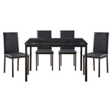 ZUN 1pc Dining Table Black Faux Marble Top Casual Dining Room Furniture Metal Frame B011P265588