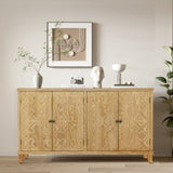 59" Brown Accent with 4 Doors, Natural Wood Buffet, Media, Console, W2295P306917