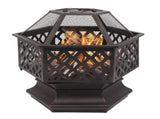 22" Hexagonal Shaped Iron Brazier Wood Pit Decoration for Backyard Poolside 90312473