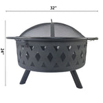 ZUN Fire Pit 32 Inch Outdoor Wood pit with Screen Patio round about the moon and stars W1951P192607