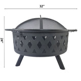 ZUN Fire Pit 32 Inch Outdoor Wood pit with Screen Patio round about the moon and stars W1951P192607