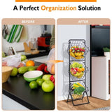 3-Tier Fruit Basket Stand - Removable Wire Bowls, Convertible to 1/2 Tier, Steel Frame with Non-Slip 35184437