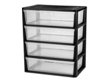 Wide 4 Drawer Tower, Plastic Storage Organizer with Removable Clear Bins, Easy to Assemble - No 56405665