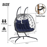 ZUN 2 Person Outdoor Rattan Hanging Chair Patio Wicker Egg Chair W874P146260