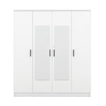 ZUN 4-Door Mirror Wardrobe with shelves, White 40564668