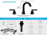 Bathroom Faucet 2 Handle Matte Black Bathroom Faucet Widespread 3 Hole 360&deg Swivel Spout Modern 27849756