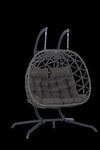 ZUN 2 Person Outdoor Rattan Hanging Chair Patio Wicker Egg Chair W874P146253