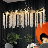 39.4-inch Modern Golden Pendant Light with Cascading Crystal Strands, Ideal for Living, Dining W1340P232979