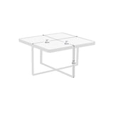 ZUN Minimalism Square coffee table,Black metal frame with sintered stone tabletop 33022570