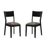 Set of 2 Padded Leatherette Dining Chairs in Black and Gray Finish B016P156572