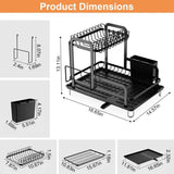 2-Tier 16.65x14.57x13.11in Dish Drying Rack for Kitchen Dish Rack with Drainboard Detachable Kitchen 75843692