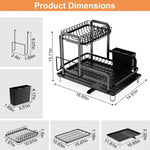 ZUN 2-Tier 16.65x14.57x13.11in Dish Drying Rack for Kitchen Dish Rack with Drainboard Detachable Kitchen 75843692